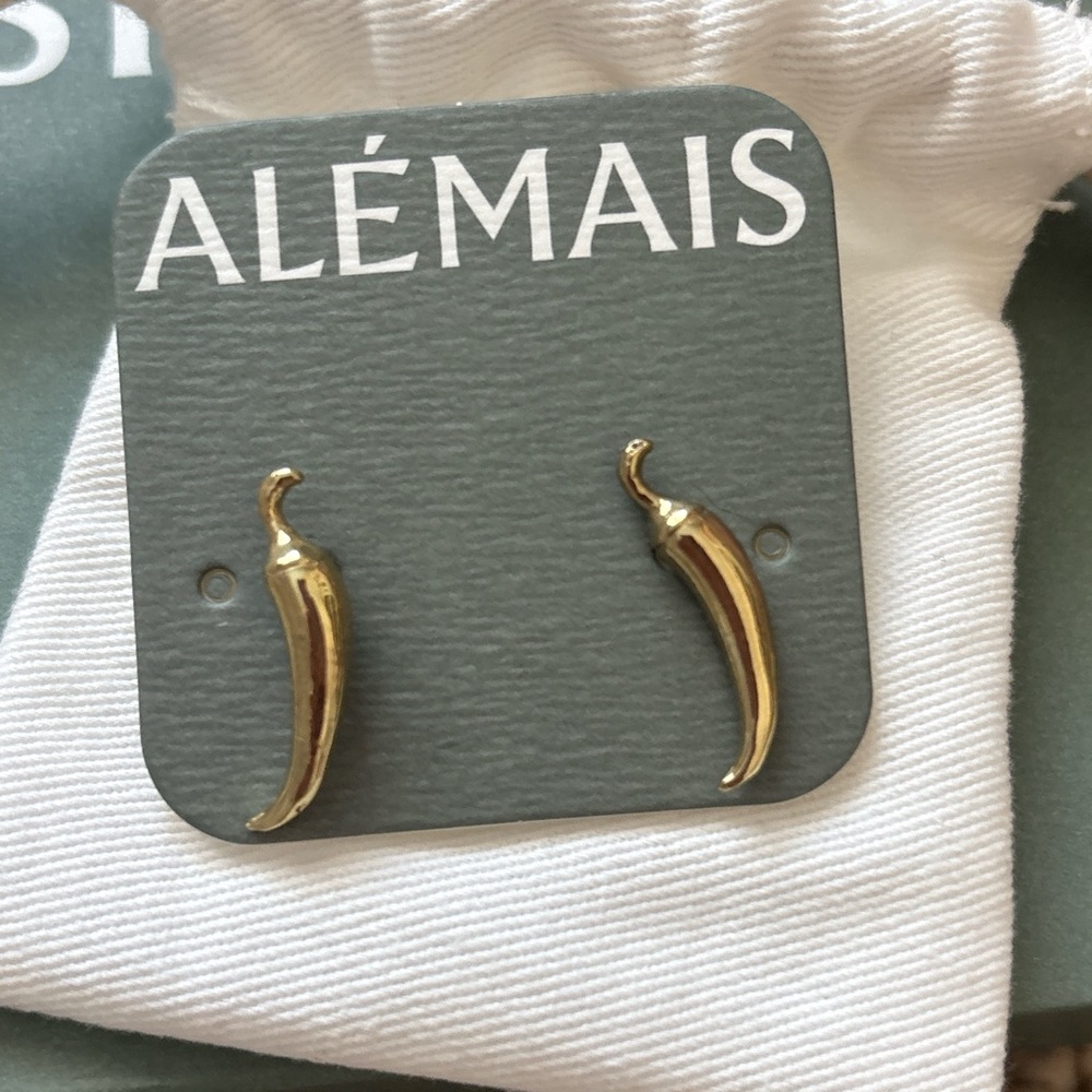 ALÉMAIS Gold Chili Pepper Earrings NWT Anthropologie